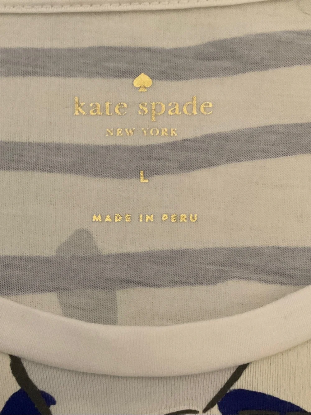 Kate Spade White Blue Broome Street Tromp L’Oeil T Size L